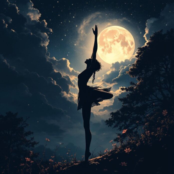 стройная фигура и луна